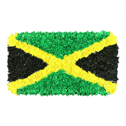 This floral rendition of the Jamaican flag rests on a crisp white backdrop in our Mill Hill showroom, a living tribute that speaks the language of colour and memory. Modeled in shape and hue, the arrangement reads as unity and remembrance, its composition a tapestry woven from stems, petals, and soft greenery. Two bold triangles glow with vivid green blooms, their freshness almost perfumed, recalling the island's emerald hills and sunlit sugarcane fields. A diagonal sweep of brilliant yellow flowers slices across the piece, radiant as sunshine after a brief shower, as if inviting warmth and hope into the room. The remaining two triangles along the hoist and fly sides are formed from deep, charcoal-black petals, adding depth and gravity to the composition. Each color block is crafted from countless individual blossoms, arranged to create a subtly uneven, organic texture that preserves the hand-touched feel of a handmade bouquet rather than a mass-produced display. The arrangement carries a gentle rhythm-green, yellow, black-set against a clean white background to let the colours breathe. It's a tribute that could accompany features on Jamaica's heritage, festivals, or culinary sunshine, yet it remains a story told through petals and stems rather than words. For Mill Hill clients seeking a heartfelt gift, this living flag is available for same-day delivery across Mill Hill and surrounding districts through Flowers Mill Hill, bringing a bright piece of Caribbean pride into homes, offices, and community spaces.