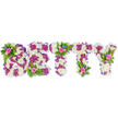 A tender, three-dimensional funeral tribute spells the name BETTY in bold, freestanding capital letters, each letter densely packed with fresh blooms to form a soft, sculpted surface. The primary field of every letter is a cushion of creamy white chrysanthemums, their rounded heads overlapping like soft snow to create a serene, matte texture that reads as calm and consoling. Inside and along the letter contours, vibrant magenta-purple chrysanthemums or similar small blooms form a deliberate contrast, tracing inner shapes and outlining edges with a jewel-toned ribbon of colour. Along the vertical sides of each letter a subtle purple fabric trim settles into neat folds, giving the piece a refined, finished silhouette. Resting atop the B, the central T and the right arm of the Y are small, carefully composed posies: blushing pink roses in mixed stages from tight bud to open cup, tucked among sprays of tiny bright blue flowers - likely delphiniums or cornflowers - and framed by glossy green fern fronds and fine foliage. The scent is quietly floral, the powdery chrysanthemum breathing a gentle sympathy, the roses adding a soft, familiar perfume. Laid against a pure white backdrop, the arrangement's colours read with clarity and dignity, the white suggesting peace, the purple a note of remembrance, the pink a whisper of affection, and the blue a calm point of focus. This bespoke BETTY tribute is the kind of personal memorial we prepare for services across Mill Hill, whether displayed at a chapel on Mill Hill Broadway, brought to a wake in the village, or chosen for a graveside farewell, offering a handmade, heartfelt expression of respect and remembrance.