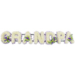 This image shows a graceful floral word tribute spelling out GRANDPA in bold capital letters, arranged along a straight horizontal line as though it were resting before a coffin or memorial display in Mill Hill. Every letter is completely blanketed in small, creamy white chrysanthemums or carnations, their rounded petals nesting closely together to form a soft, cushion-like surface. The texture is rich and even, giving the letters a sculpted look while still feeling gentle and comforting. The white blooms, illuminated against a pale background, express purity, respect, and the quiet tenderness of a family's final goodbye. To add depth and a touch of colour, the florist has tucked in clusters of deep purple and lilac flowers, likely lisianthus or petite chrysanthemums, along with fresh green foliage. These accents appear purposefully placed: at the foot of the G, in the open centre of the first A, within the structure of the D, around the form of the P, and near the last A, creating a soft rhythm of purple and green highlights across the tribute. The foliage introduces natural movement and freshness, while the purple hints at dignity and reflection. A dark green support bar runs underneath, concealed beneath the mass of petals but essential for keeping the letters secure and aligned. The overall presentation, against its simple, white background, is calm and uncluttered, much like the serene atmosphere of local chapels and crematoria serving Mill Hill and Mill Hill Broadway. This personalised floral design offers a thoughtful and touching way to honour a beloved grandfather, capturing the essence of love, memory, and quiet strength in a single word.